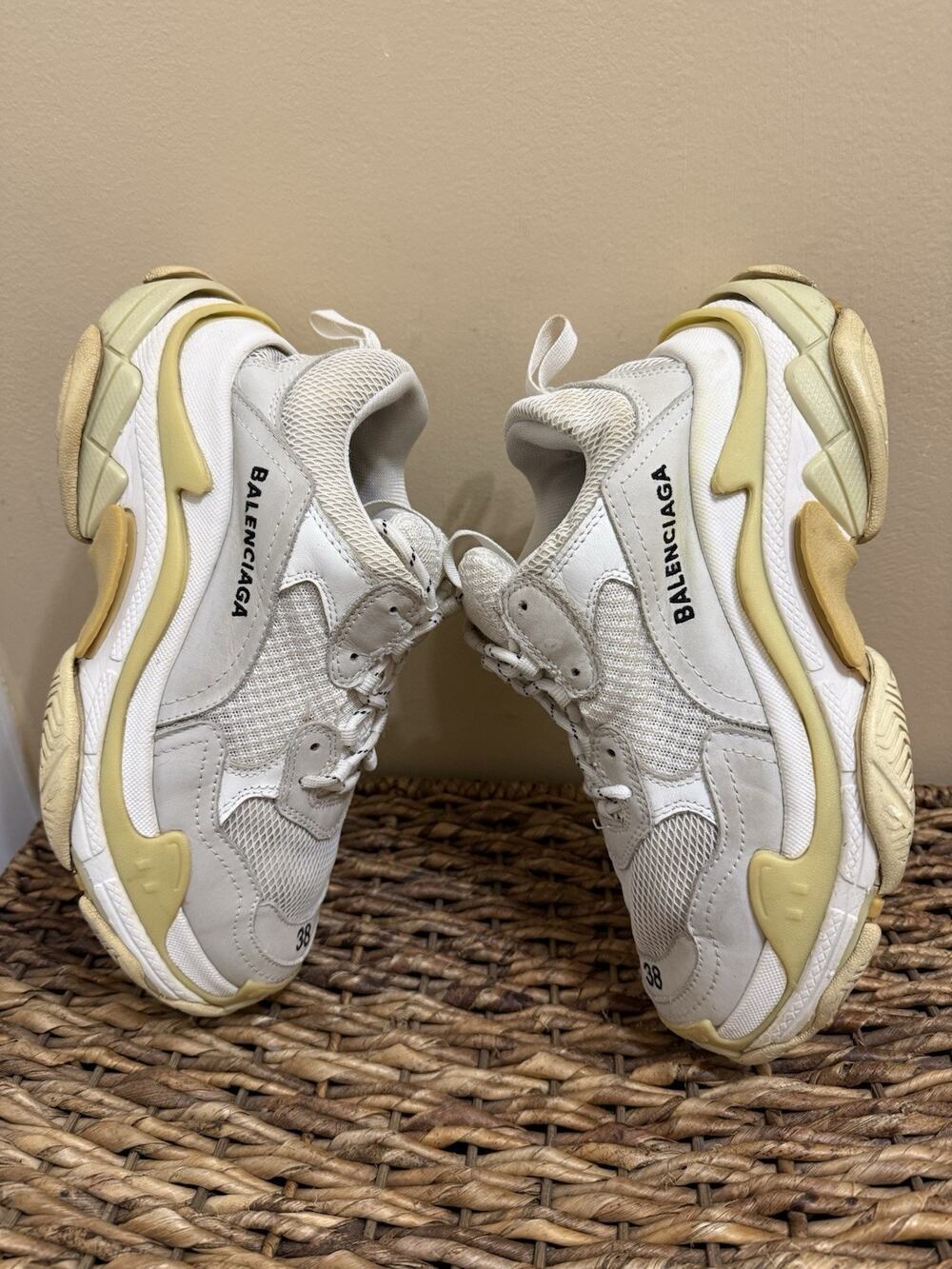 Balenciaga Triple S Women's Size EU 38 US 8 White Chunky Sneakers Made in Italy